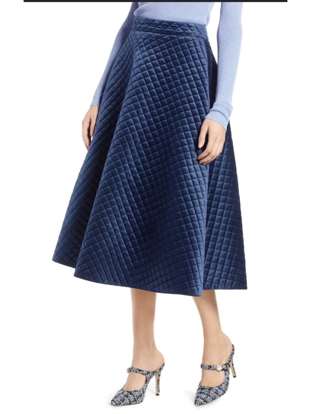 Halogen x Atlantic-Pacific Quilted Velour Circle Midi Skirt, Medium